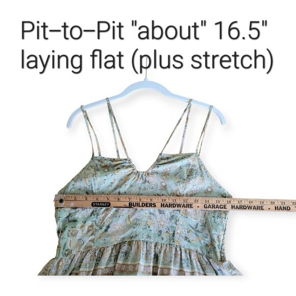 American Eagle Green Floral Tiered Mini Dress Petite Large - Picture 7 of 13